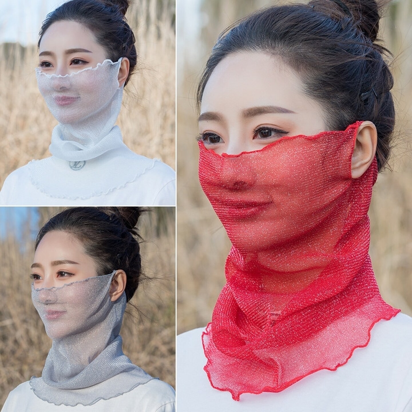 围脖女套头夏天防晒薄款小丝巾假领子变面纱百搭护颈椎脖套围巾罩