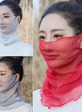 围脖女套头夏天防晒薄款小丝巾假领子变面纱百搭护颈椎脖套围巾罩