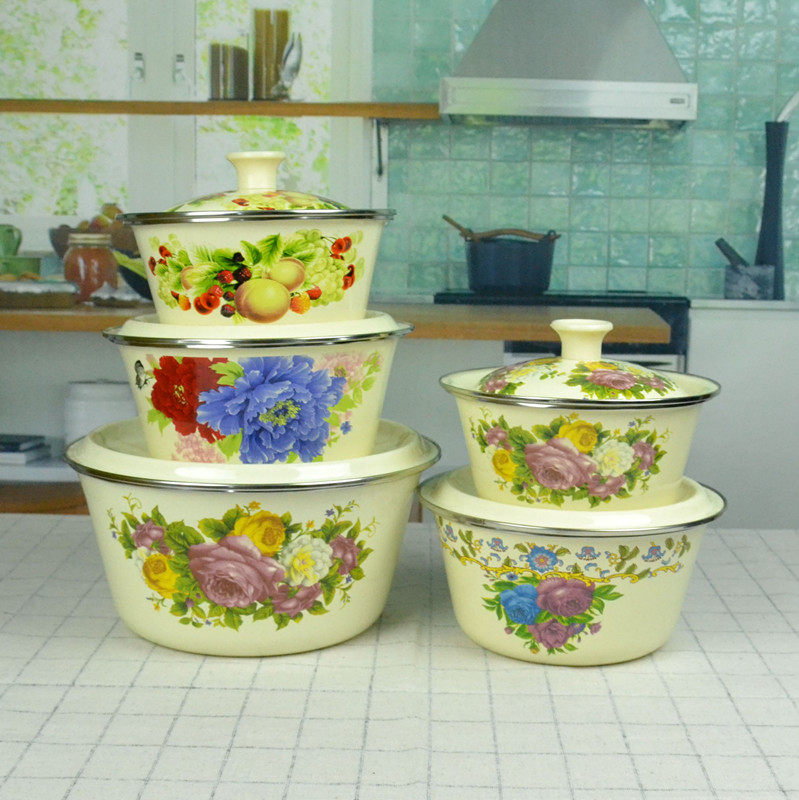 老式搪瓷碗怀旧盆洗手碗老式加厚加深熬药盖盆汤锅带包边复古碗