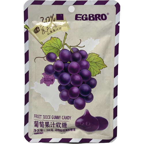 临期特价  八金哥果汁软糖葡萄/荔枝味动物型凝胶糖果58g水果味