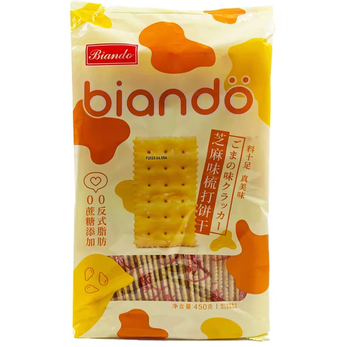 临期特价  Biando芝麻味梳打饼干450g 聚会旅游办公休闲小食品
