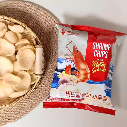 临期特价韩国进口虾片黄油蒜香味罗勒洋葱味虾片追剧休闲零食小吃