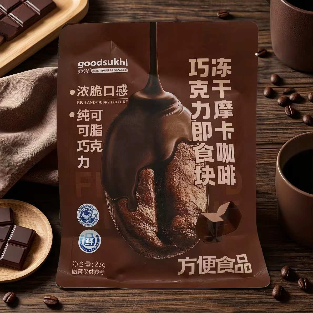 临期特价冻干摩卡咖啡巧克力即食块23g袋装休闲追剧零食小吃食品