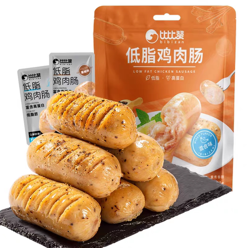 临期特价比比赞低脂鸡肉肠500g三口味开袋即食健身解馋高蛋白零食