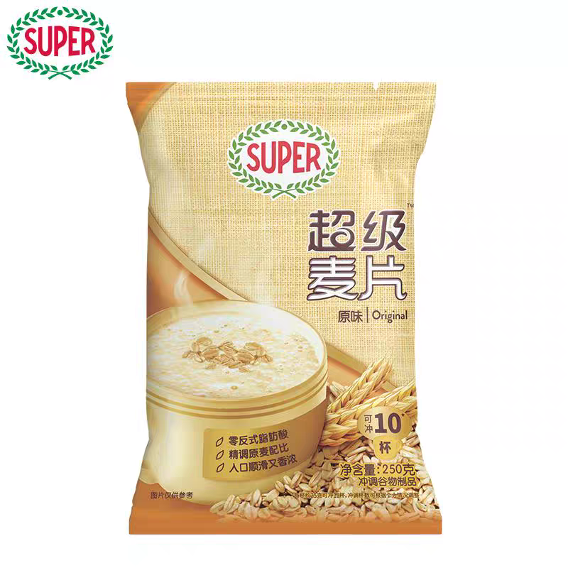 Super超级麦片原味燕麦片250g营养冲饮谷物早餐代餐饱腹速食袋装
