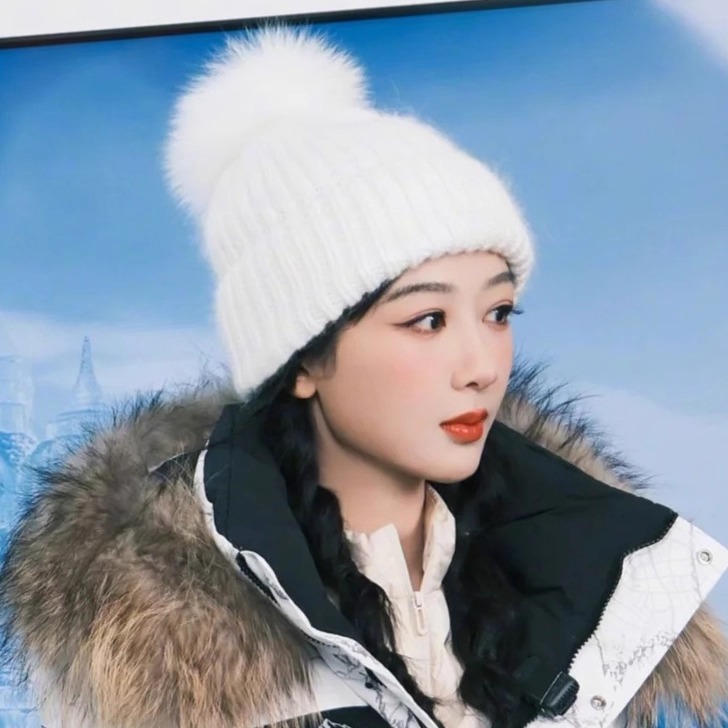 意大利BV杨紫同款毛球帽子女2025
