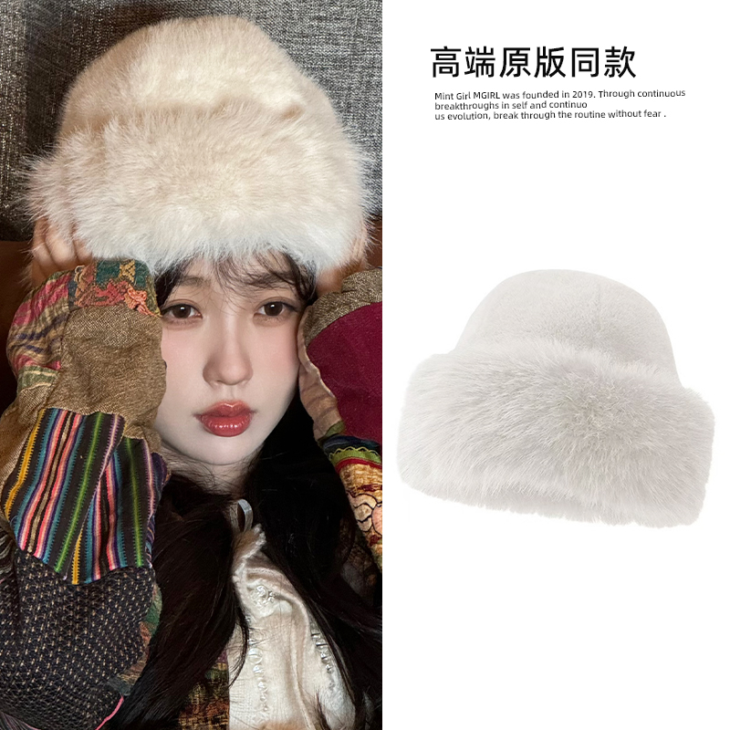 意大利BV虞书欣同款毛绒帽子女冬