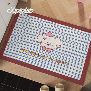 xipiplab家用入户玄关地垫丝圈可裁剪门垫卡通可爱耐脏耐磨脚垫子