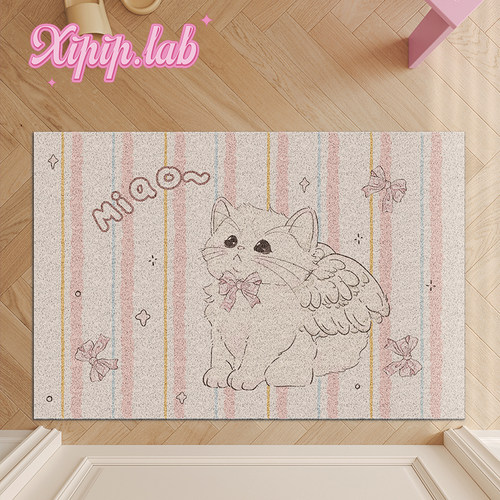 xipiplab卡通猫咪丝圈地垫少女心家用入户门垫出租房改造玄关地毯