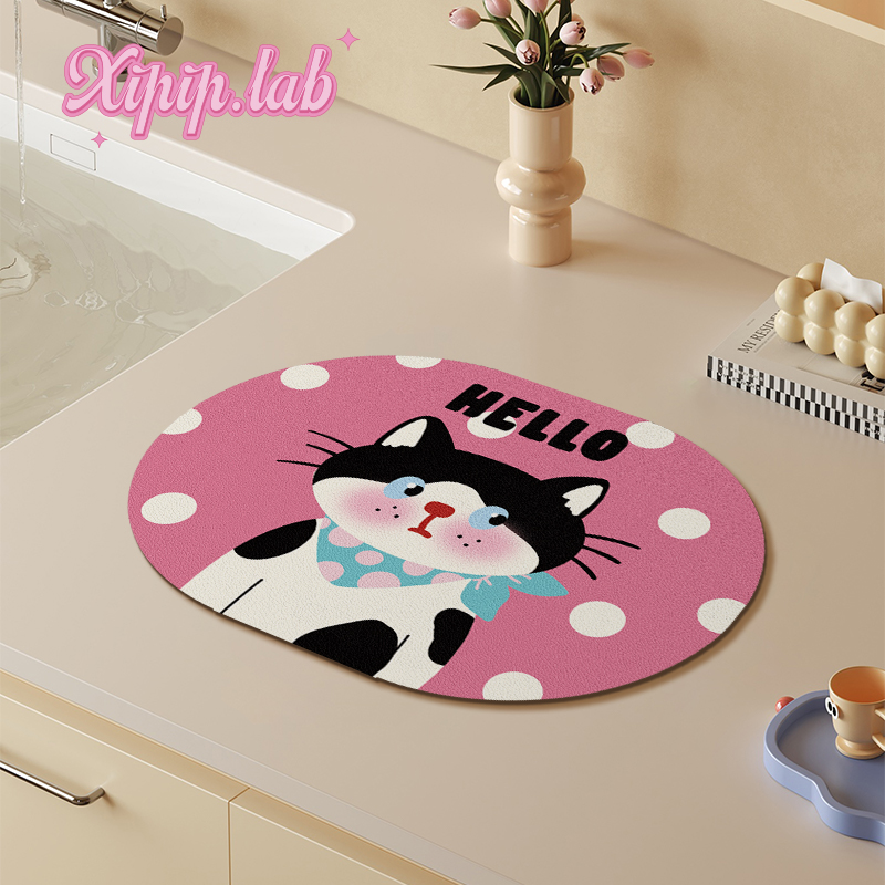 xipiplab韩系可爱家用厨房台面沥水垫皮革吸水隔热餐垫碗盘干燥垫