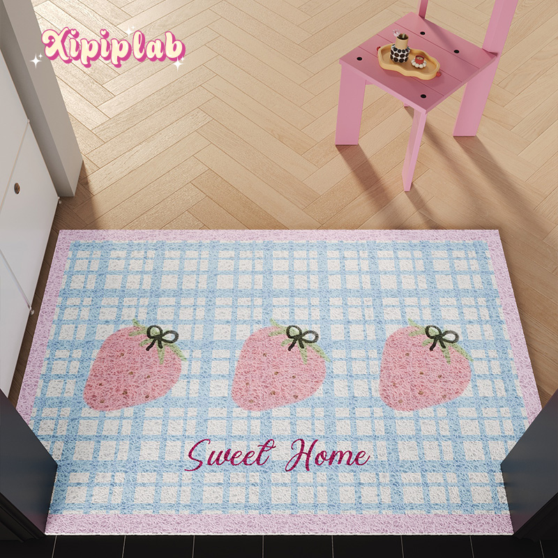 xipiplab韩系简约多巴胺家用丝圈地垫入户玄关进门蹭脚除尘脚垫子