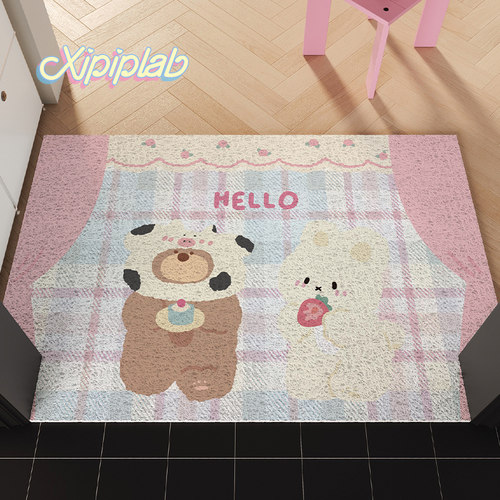 xipiplab卡通可爱家用入户玄关地垫丝圈可裁剪门垫耐脏耐磨脚垫子