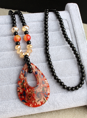 琉璃珠链女民族风毛衣链