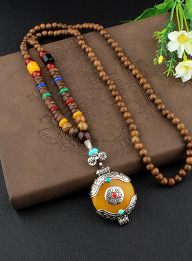 复古木珠链男女复古民族风毛衣链