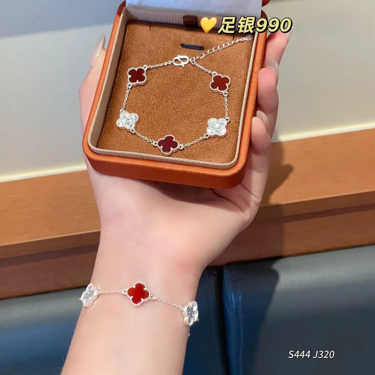 立大福足银990钻花间隔碎