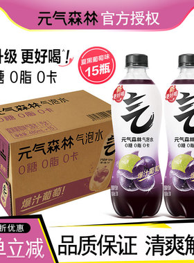 元气森林0糖0脂0卡气泡水夏黑葡萄白桃480ml15瓶无糖饮料整箱汽水