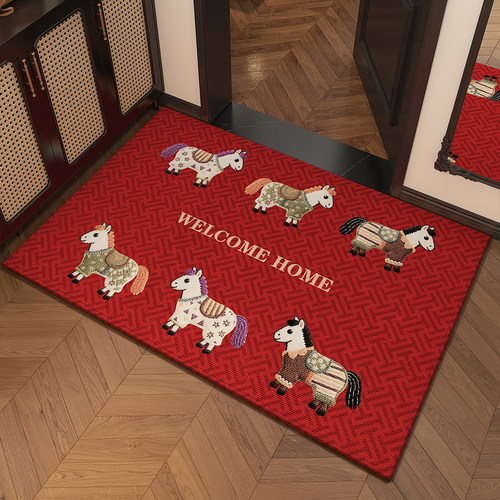 红色入户门地垫门外地毯进门脚垫家用门口高级感耐脏防滑卡通门垫