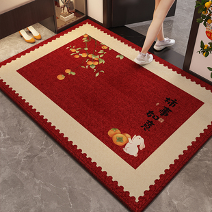 入户门地垫红色地毯家用门口进门门垫防滑高级玄关喜庆可裁剪脚垫