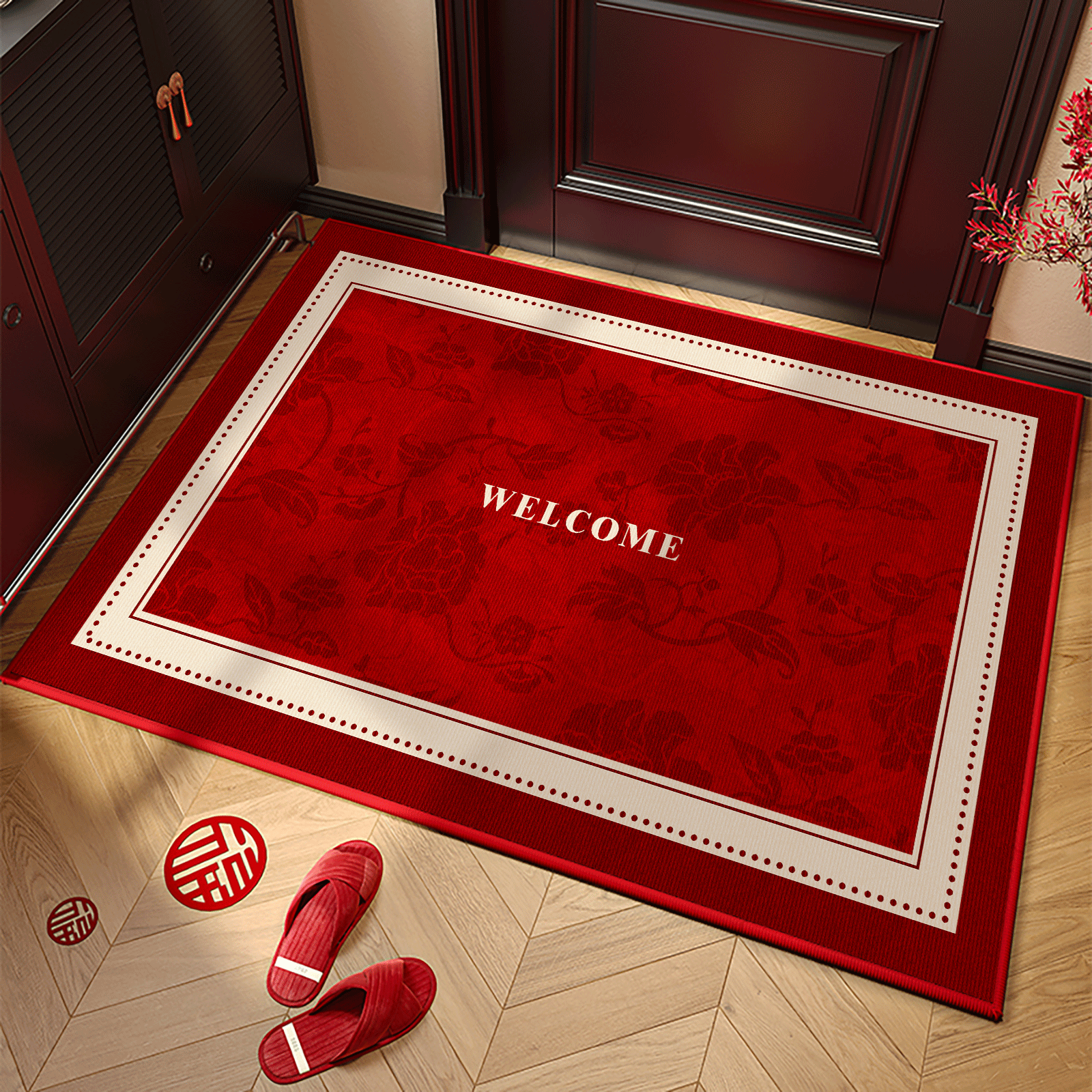 喜庆家用新中式入户门地垫室外免洗可擦大门口脚垫门垫进门蹭脚垫