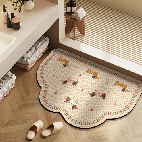 云朵仿亚麻浴室脚垫吸水防滑垫厕所卫生间门口地垫日式硅藻泥地毯