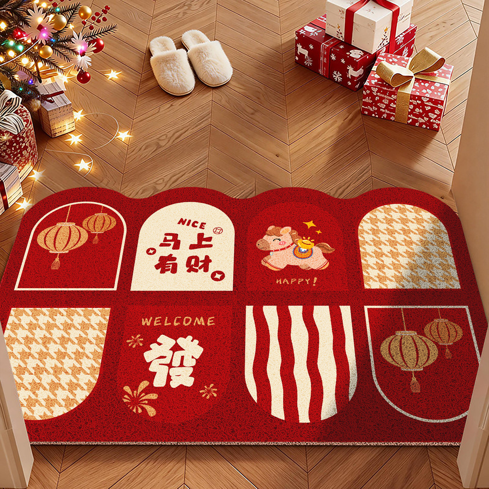 地垫入户门垫2026新款马年红色丝圈耐脏大门口脚踏垫门外玄关地毯,居家布艺,入户地垫,淘宝优惠券,粉丝福利购,淘宝优惠卷