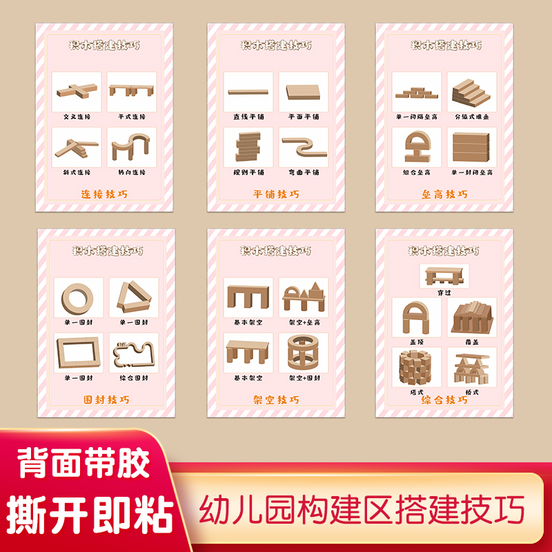 幼儿园建构益智区环创积木搭建室方法技巧图墙贴墙面布置装饰贴画