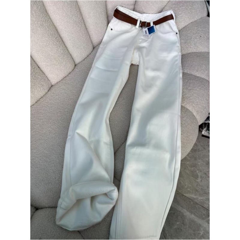 白色直筒牛仔裤女超长高个子加长