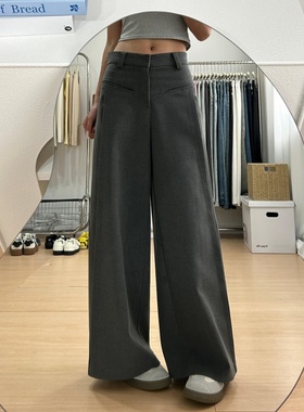 175高个子加长阔腿西装裤女高腰垂感宽松180超长灰色休闲拖地长裤