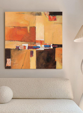 网红现代简约客厅欧寂风纯手绘肌北侘理抽意艺术象大幅创落装饰地