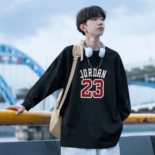 休闲宽松上0325k 嘻哈内搭衣春款 春夏男t恤篮球运动收口长袖 士美式