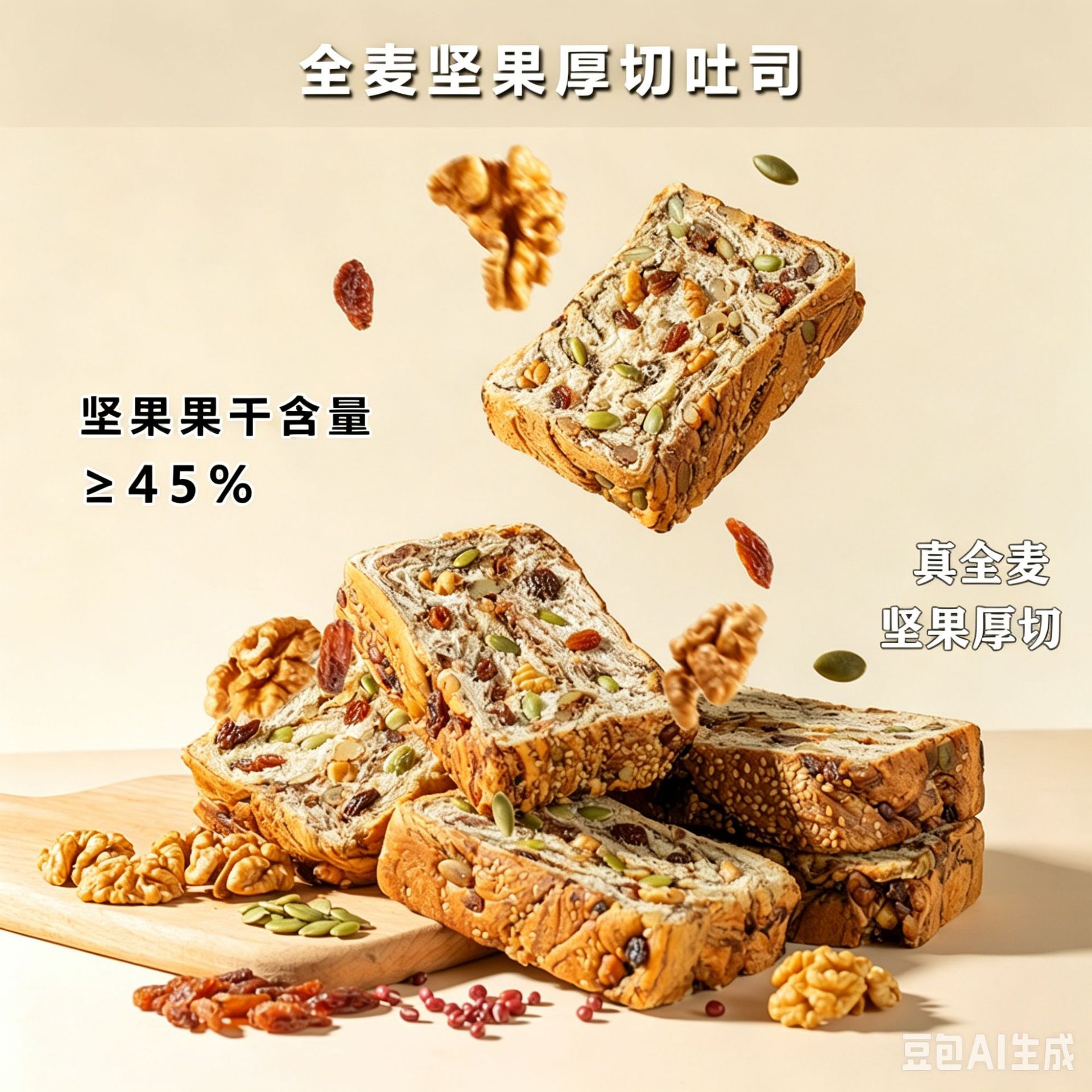 全麦坚果厚切吐司千层面包糕点营养早餐代餐整箱休闲零食源头工厂