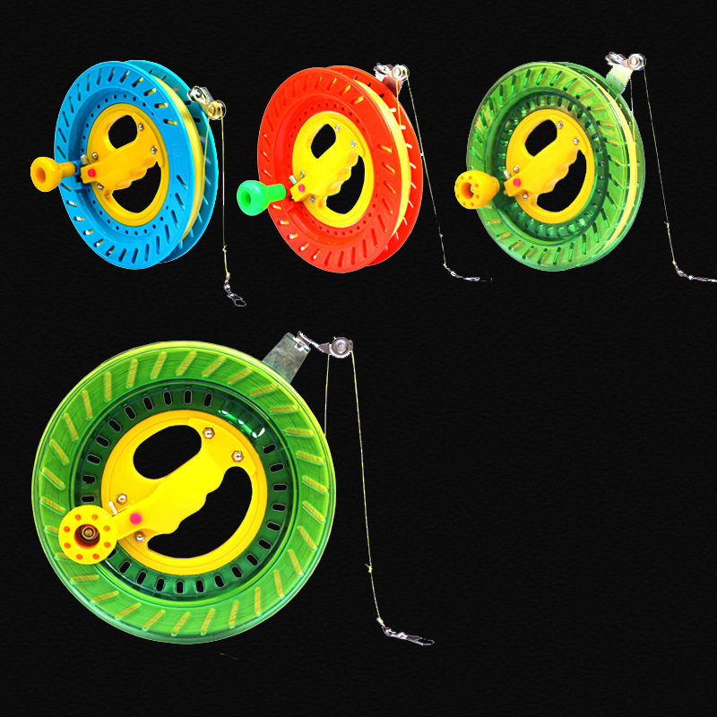潍坊风筝轮新款大轴承轮透明abs防倒转锁点儿童成人风筝线轮