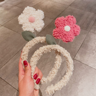 小红花赵露思同款毛绒发带花朵韩国洗脸发箍女防滑压发发卡头箍