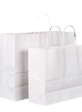 白色牛皮纸手提袋礼品包装购物袋外卖打包纸袋纸袋印刷