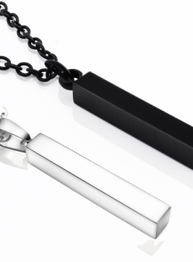 I love you不锈钢许愿柱吊坠项链黑银柱子项链情侣饰品新品配饰