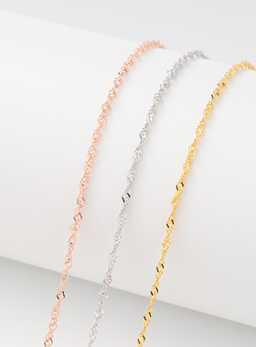 s925纯银项链女日韩版简约气质配链水波链厂家直销TEMU首饰