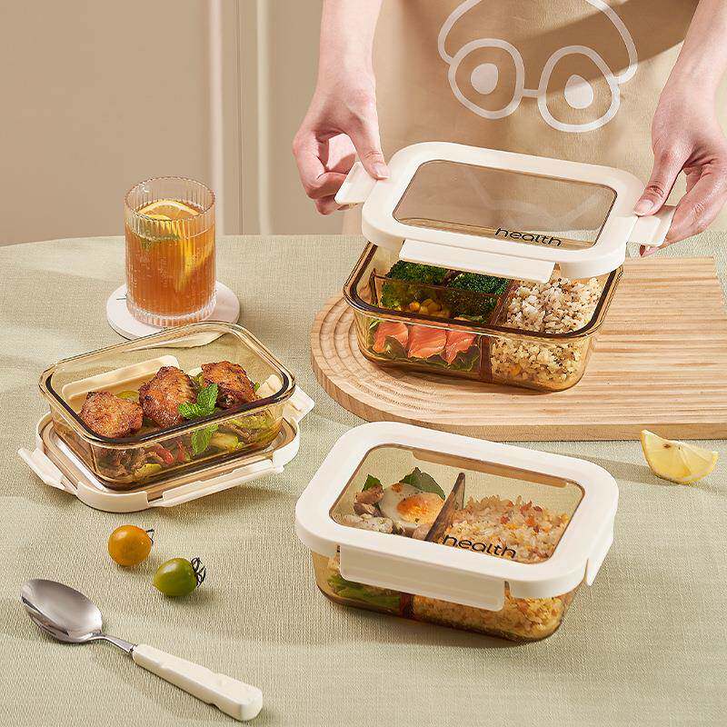 玻璃饭盒微波炉加热专用长方形二格上班族便当碗分隔水果保鲜冰箱,餐饮具,保鲜盒,淘宝优惠券,粉丝福利购,淘宝优惠卷
