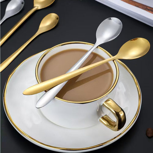 不锈钢勺子高颜值创意家用简约小勺甜品咖啡勺搅拌长柄冰勺调羹