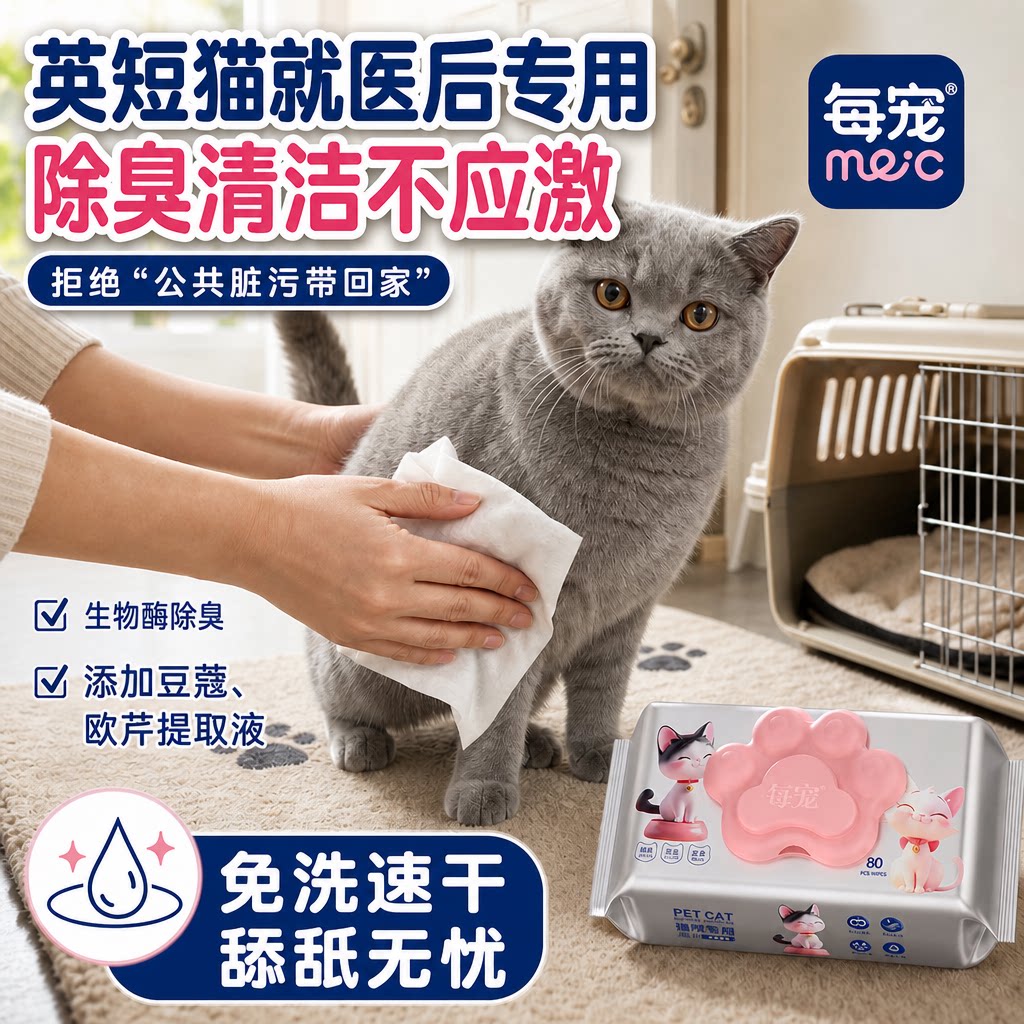 猫咪湿巾除臭清洁免洗澡全身去污