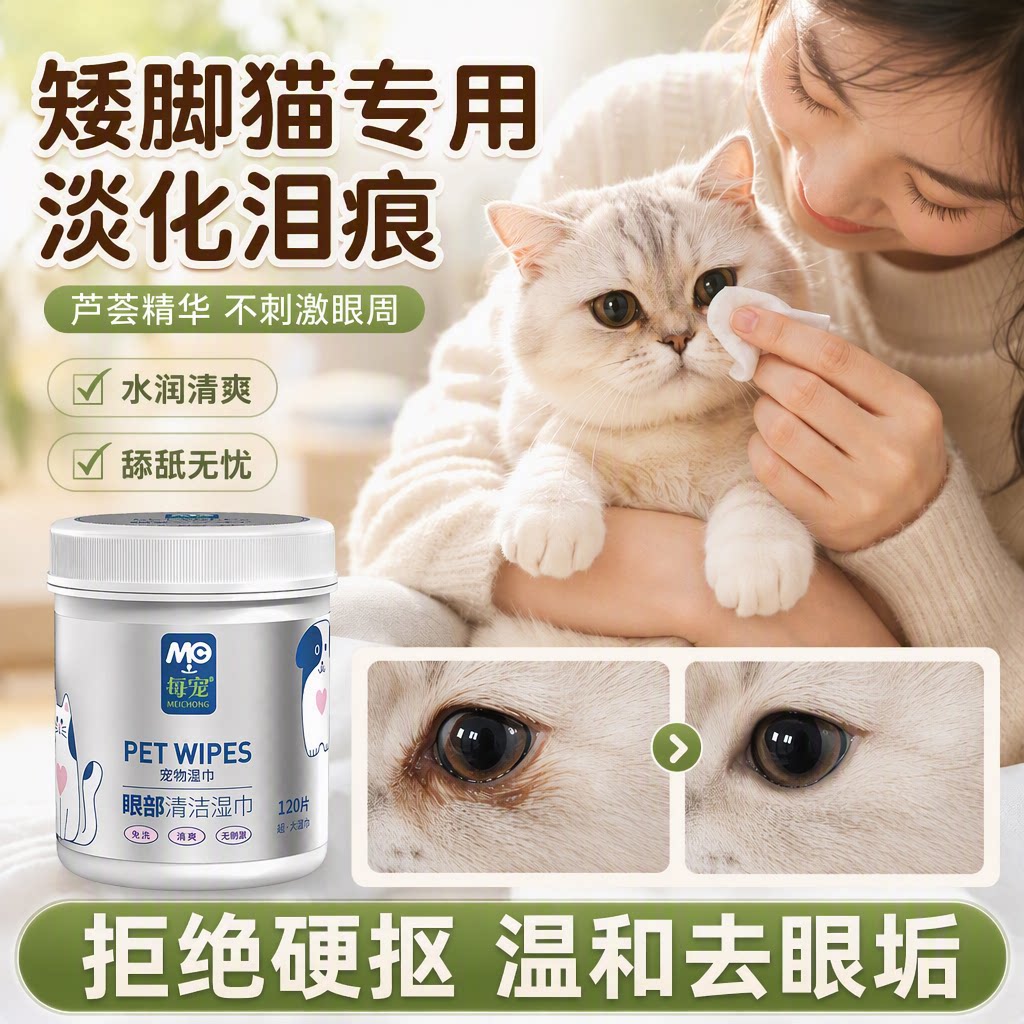 猫咪眼部湿巾坚持使用淡化泪痕