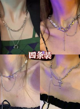 双层圆环甜酷项链女小众设计