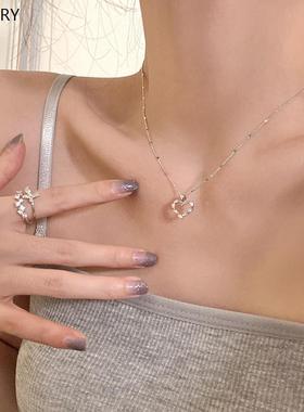 夏季爱心锆石项链女轻奢