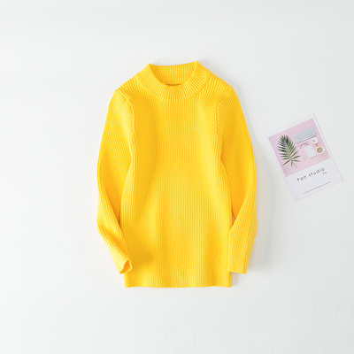 儿童低领毛衣小孩子全棉线衫加绒套头打底衫男女童白色针织衫