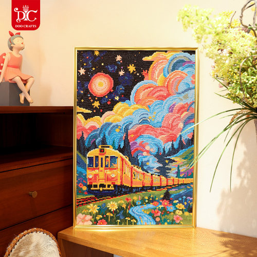 蒂彩DC钻石画2025新款幸福列车高级感满钻手工贴钻5d十字绣钻石绣