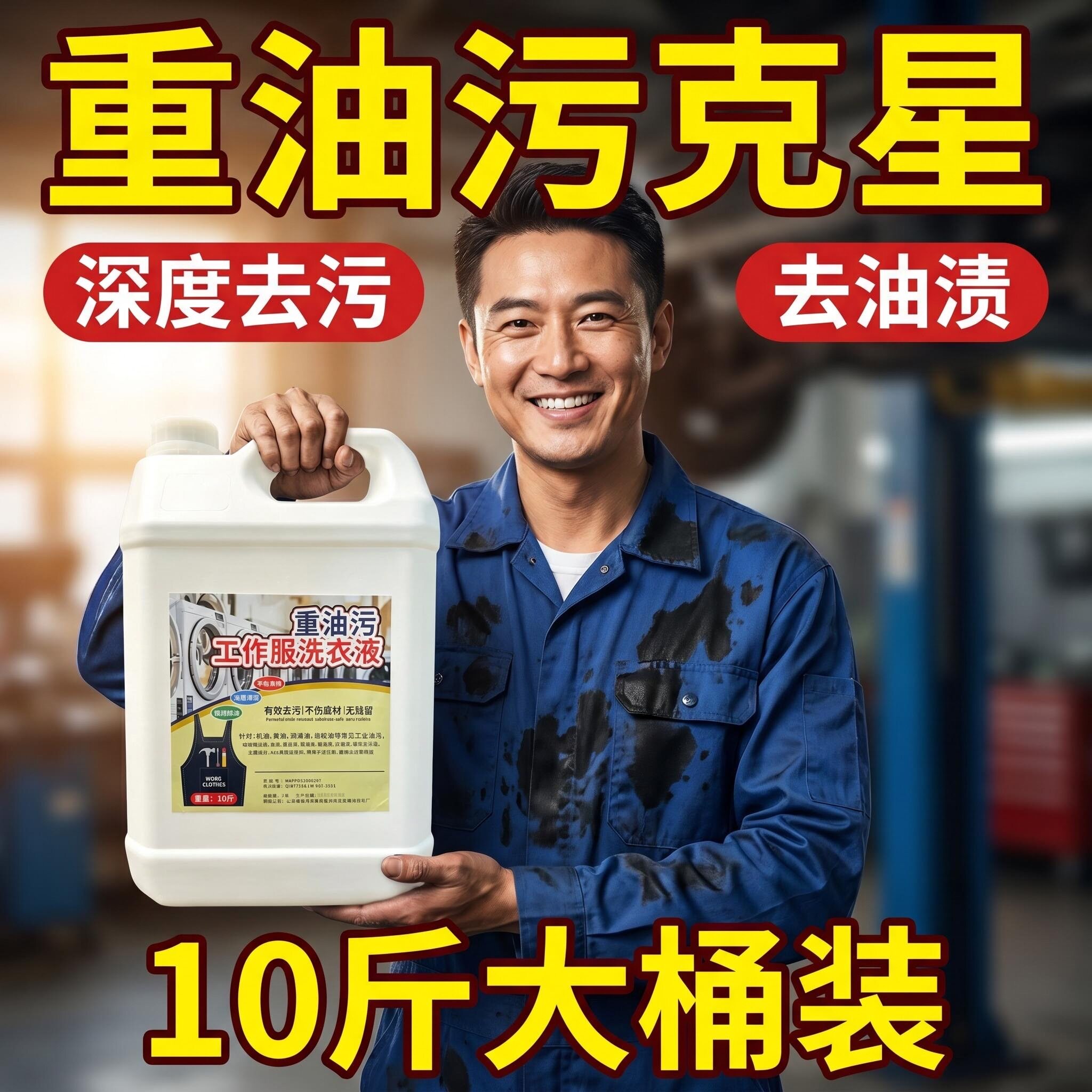 强力去重油渍洗衣液工作服油渍清洁液洗机油专用衣物除油污去渍剂