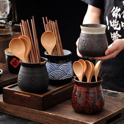 创意陶瓷筷子筒厨房收纳筷子笼家用陶瓷复古筷子桶刀叉筷架