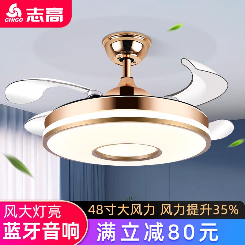 志高蓝牙音响家用智能隐形吊扇灯扇灯变频遥控客厅餐厅卧室吸顶风