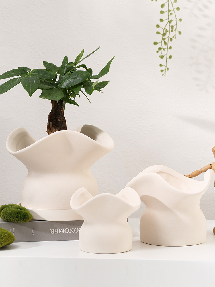 烧粘土透气吸水花盆家庭阳台Clivia盆栽植物DIY绘画陶瓷花盆与支