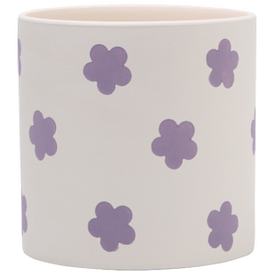 圆柱形纯手工刻印波点陶土素胚花盆透气吸水带托盘蝴蝶兰绿箩盆栽