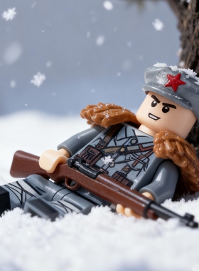 汇乐玩具积木高八路军人仔士兵打仗战争军事警察特种兵人苏联玩具